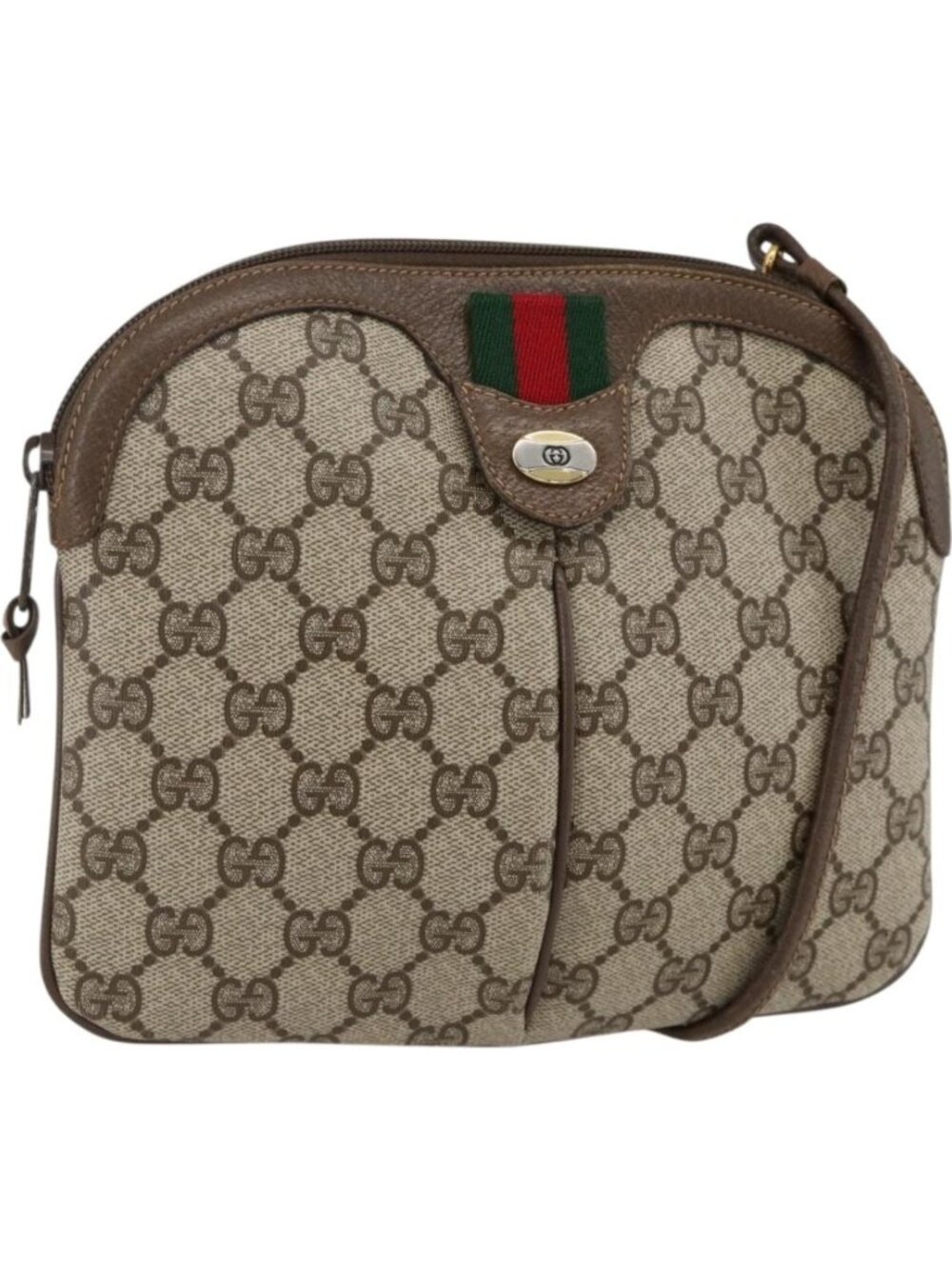 GUCCI GG Supreme Web Sherry Line Bag PVC Beige Gold 904 02 047
